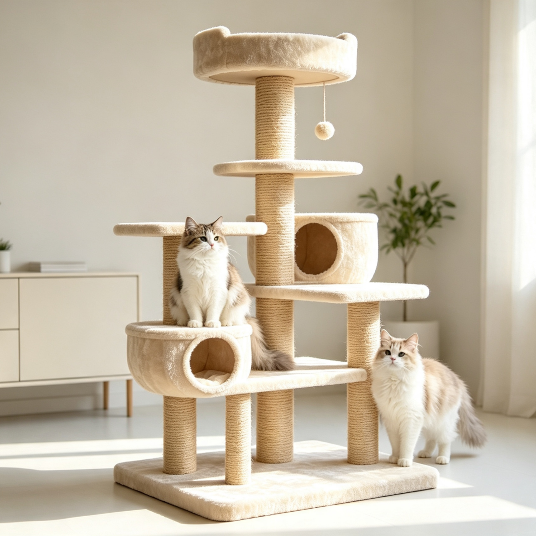 All-In-One Indoor Cat Climbing Tower