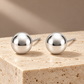 Vellouswell Silver-Tone Ball Stud Earrings | Minimalist Reflective Design