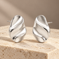 Vellouswell Silver-Tone Sculptural Wave Stud Earrings