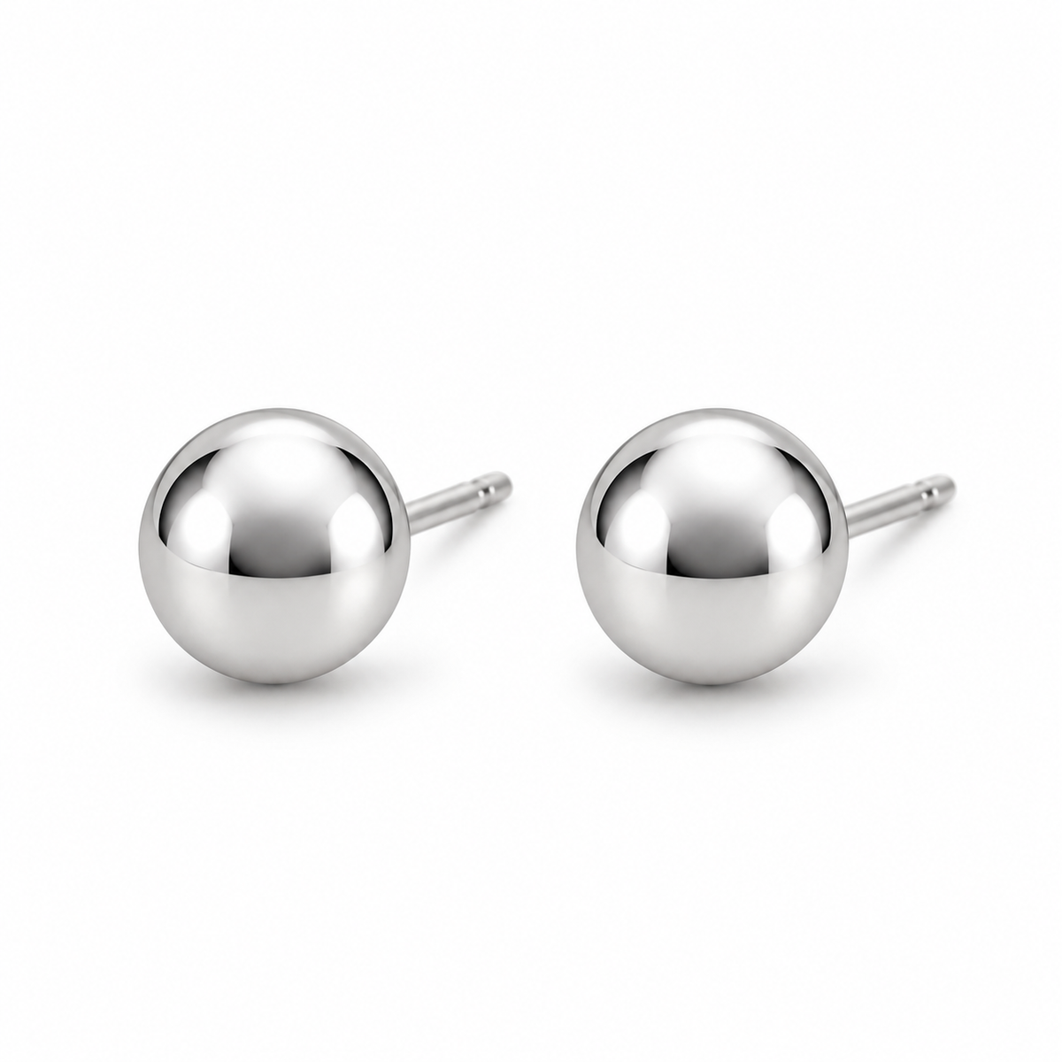 Vellouswell Silver-Tone Ball Stud Earrings | Minimalist Reflective Design
