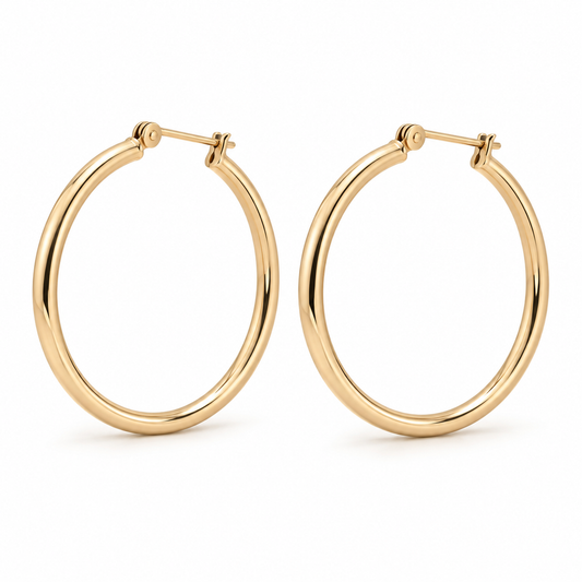 Vellouswell Gold-Tone Hoop Earrings | Smooth Minimalist Design