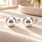 Vellouswell Silver-Tone Ball Stud Earrings | Minimalist Reflective Design
