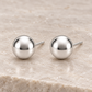 Vellouswell Silver-Tone Ball Stud Earrings | Minimalist Reflective Design