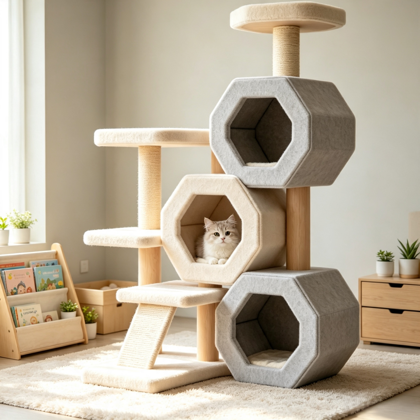 Sturdy Sisal Cat Tree, Multi-level Indoor Cat Climbing Frame