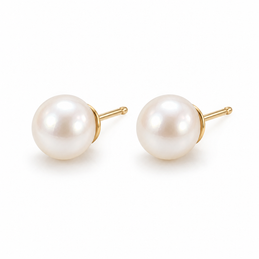 Vellouswell Cream Pearl-Look Stud Earrings | Gold-Tone Settings