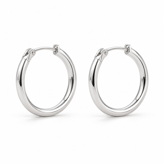 Vellouswell Silver-Tone Hoop Earrings | Smooth Rounded Design