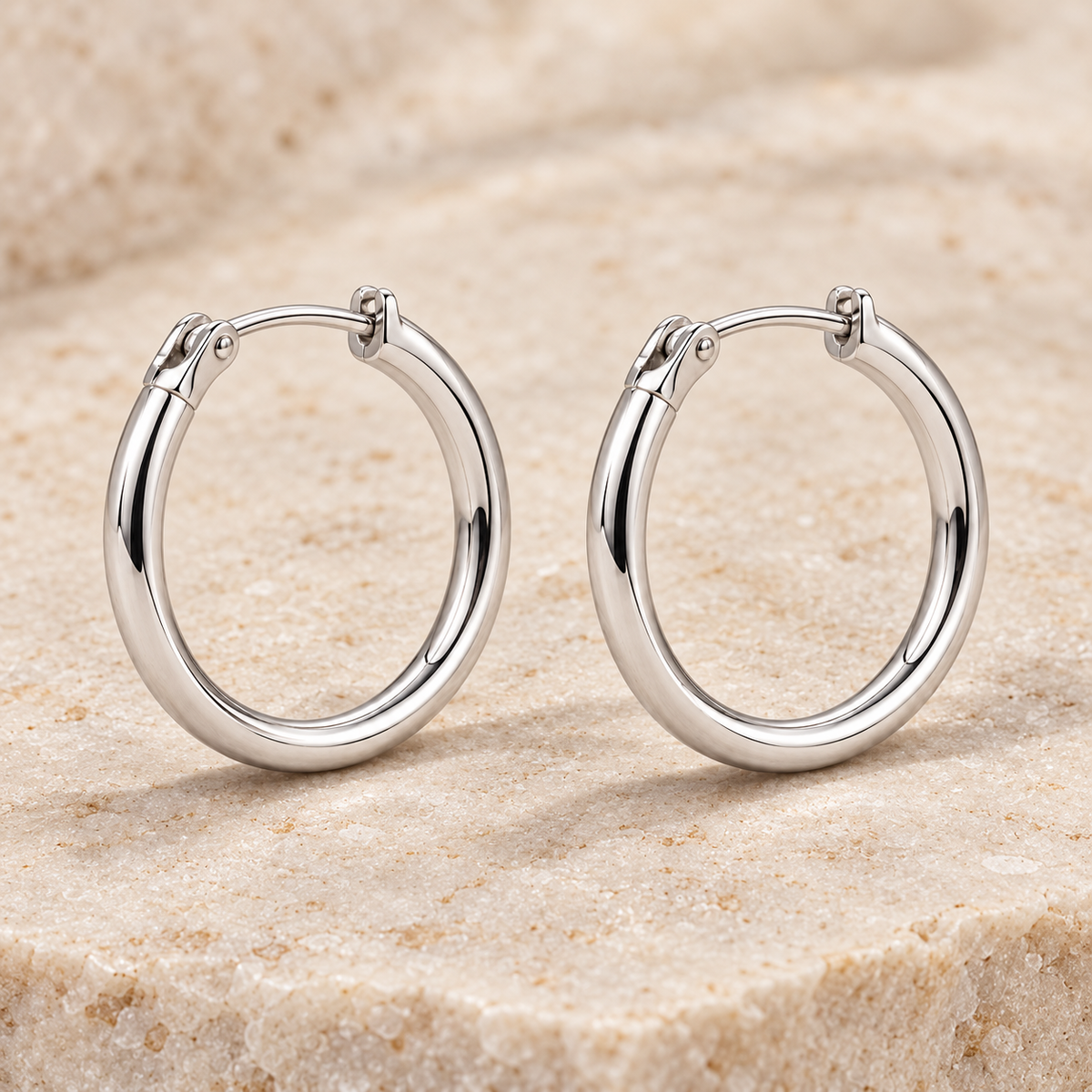 Vellouswell Silver-Tone Hoop Earrings | Smooth Rounded Design