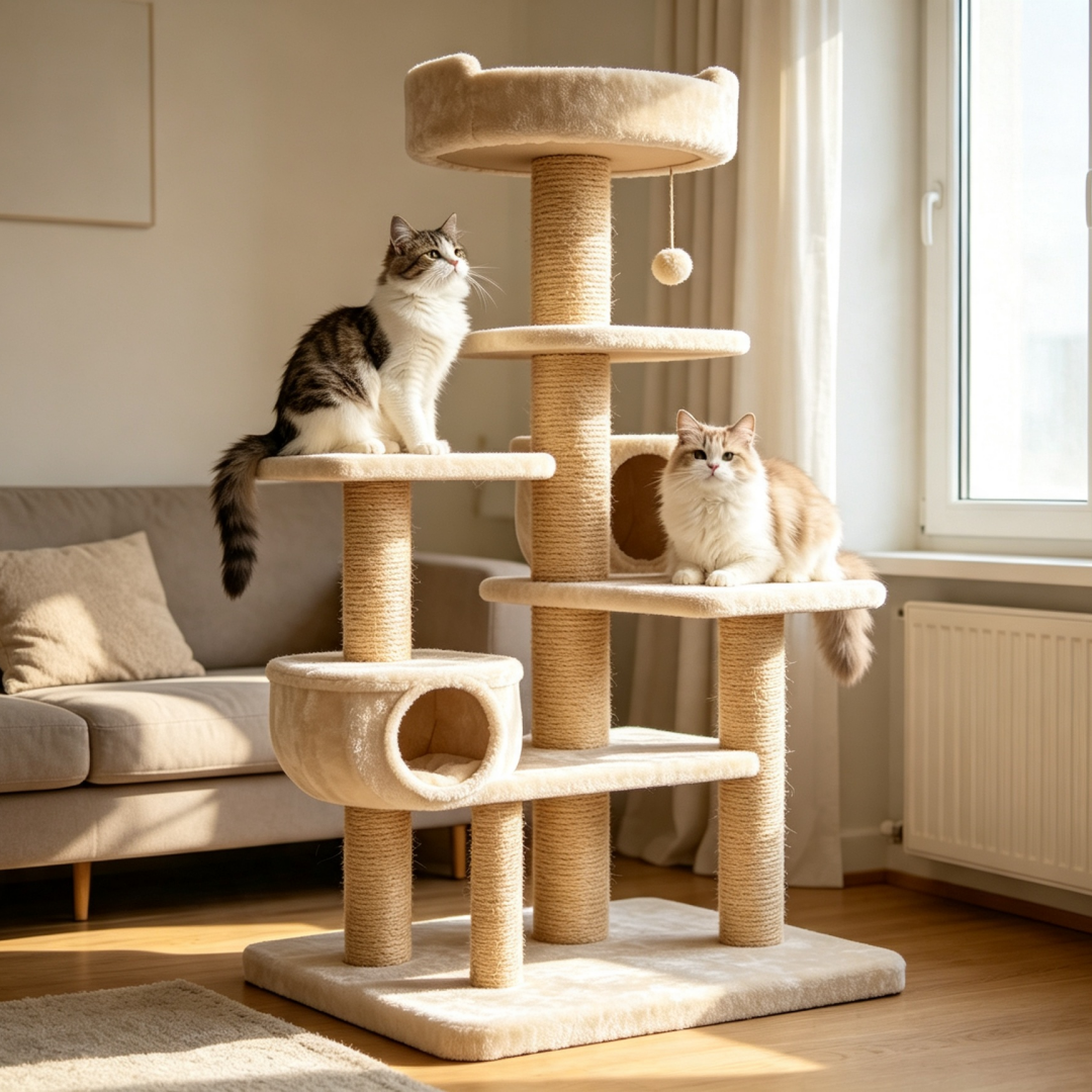 All-In-One Indoor Cat Climbing Tower