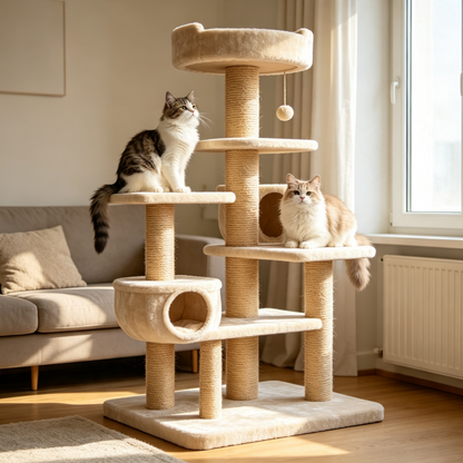 All-In-One Indoor Cat Climbing Tower