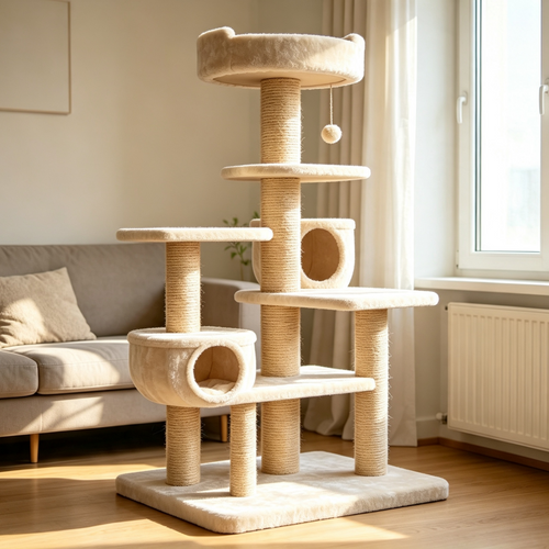 All-In-One Indoor Cat Climbing Tower