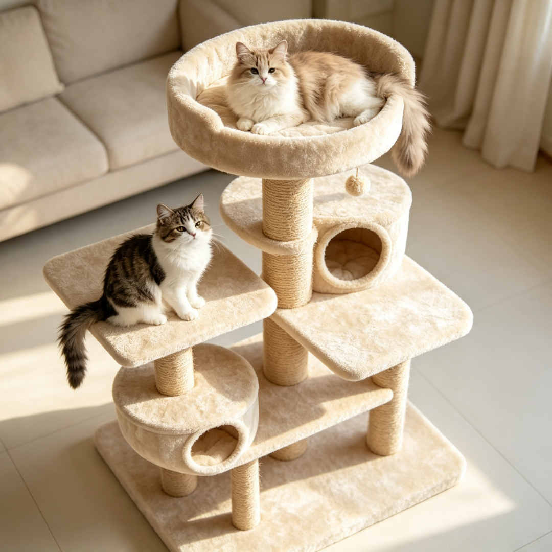 All-In-One Indoor Cat Climbing Tower