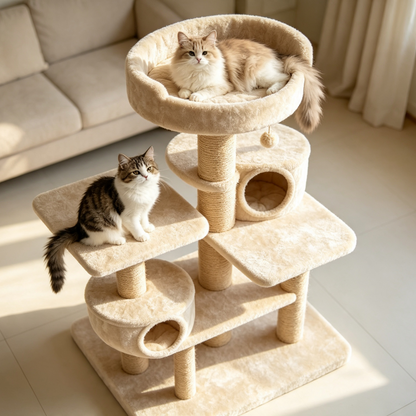 All-In-One Indoor Cat Climbing Tower