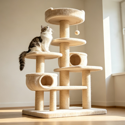 All-In-One Indoor Cat Climbing Tower