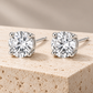 Vellouswell Round Crystal-Look Stud Earrings | Silver-Tone Four-Prong Design