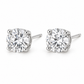 Vellouswell Round Crystal-Look Stud Earrings | Silver-Tone Four-Prong Design