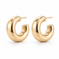 Vellouswell Gold-Tone Chunky C-Hoop Earrings | Rounded Sculptural Design