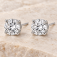 Vellouswell Round Crystal-Look Stud Earrings | Silver-Tone Four-Prong Design