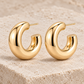 Vellouswell Gold-Tone Chunky C-Hoop Earrings | Rounded Sculptural Design