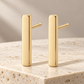 Vellouswell Gold-Tone Bar Stud Earrings | Rounded-Edge Minimalist Design