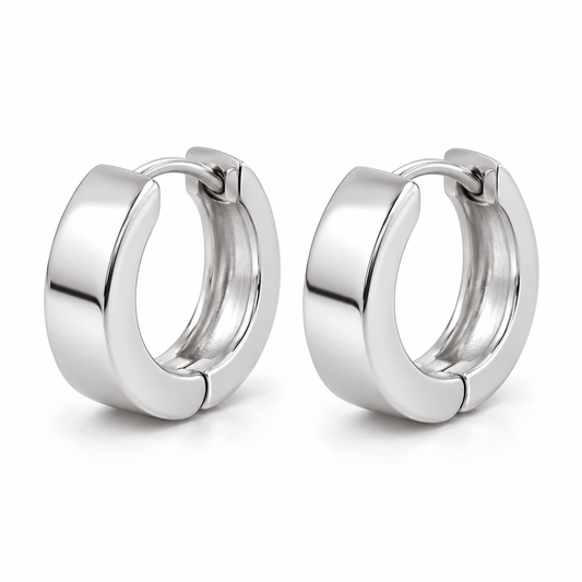 Vellouswell Silver-Tone Wide Hoop Earrings | Minimalist Reflective Design
