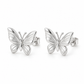 Vellouswell Silver-Tone Butterfly Stud Earrings | Textured Wing Design