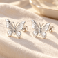 Vellouswell Silver-Tone Butterfly Stud Earrings | Textured Wing Design