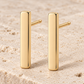 Vellouswell Gold-Tone Bar Stud Earrings | Rounded-Edge Minimalist Design