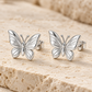 Vellouswell Silver-Tone Butterfly Stud Earrings | Textured Wing Design