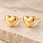 Vellouswell Gold-Tone Heart Stud Earrings | Rounded Reflective Design