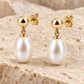 Vellouswell Oval Pearl-Look Drop Earrings | Gold-Tone Ball Detail