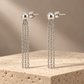 Vellouswell Silver-Tone Chain Tassel Earrings | Ball-Top Drop Design