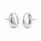 Vellouswell Silver-Tone Oval Stud Earrings | Sculptural Domed Design