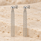 Vellouswell Silver-Tone Chain Tassel Earrings | Ball-Top Drop Design
