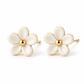 Vellouswell Cream Flower Stud Earrings | Gold-Tone Center and Edges