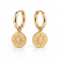 Vellouswell Gold-Tone Sun Disc Charm Hoop Earrings