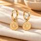 Vellouswell Gold-Tone Sun Disc Charm Hoop Earrings