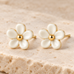 Vellouswell Cream Flower Stud Earrings | Gold-Tone Center and Edges