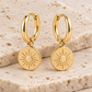 Vellouswell Gold-Tone Sun Disc Charm Hoop Earrings