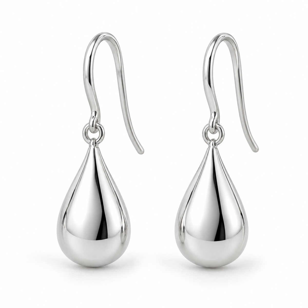 Vellouswell Silver-Tone Teardrop Earrings | Reflective Hook Design
