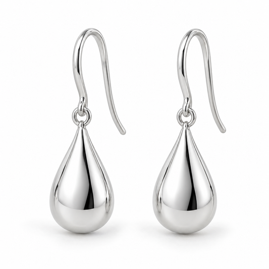 Vellouswell Silver-Tone Teardrop Earrings | Reflective Hook Design