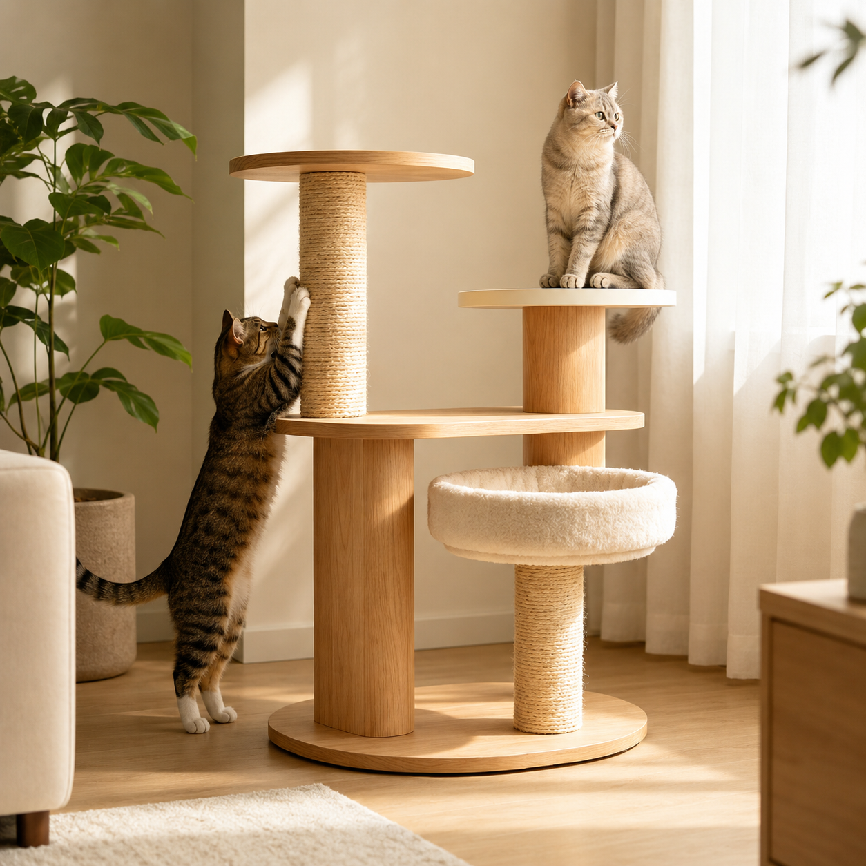 Sturdy Sisal Cat Tree, Multi-level Indoor Cat Climbing Tower