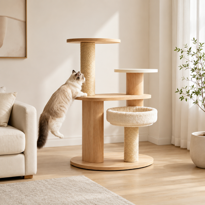 Sturdy Sisal Cat Tree, Multi-level Indoor Cat Climbing Tower