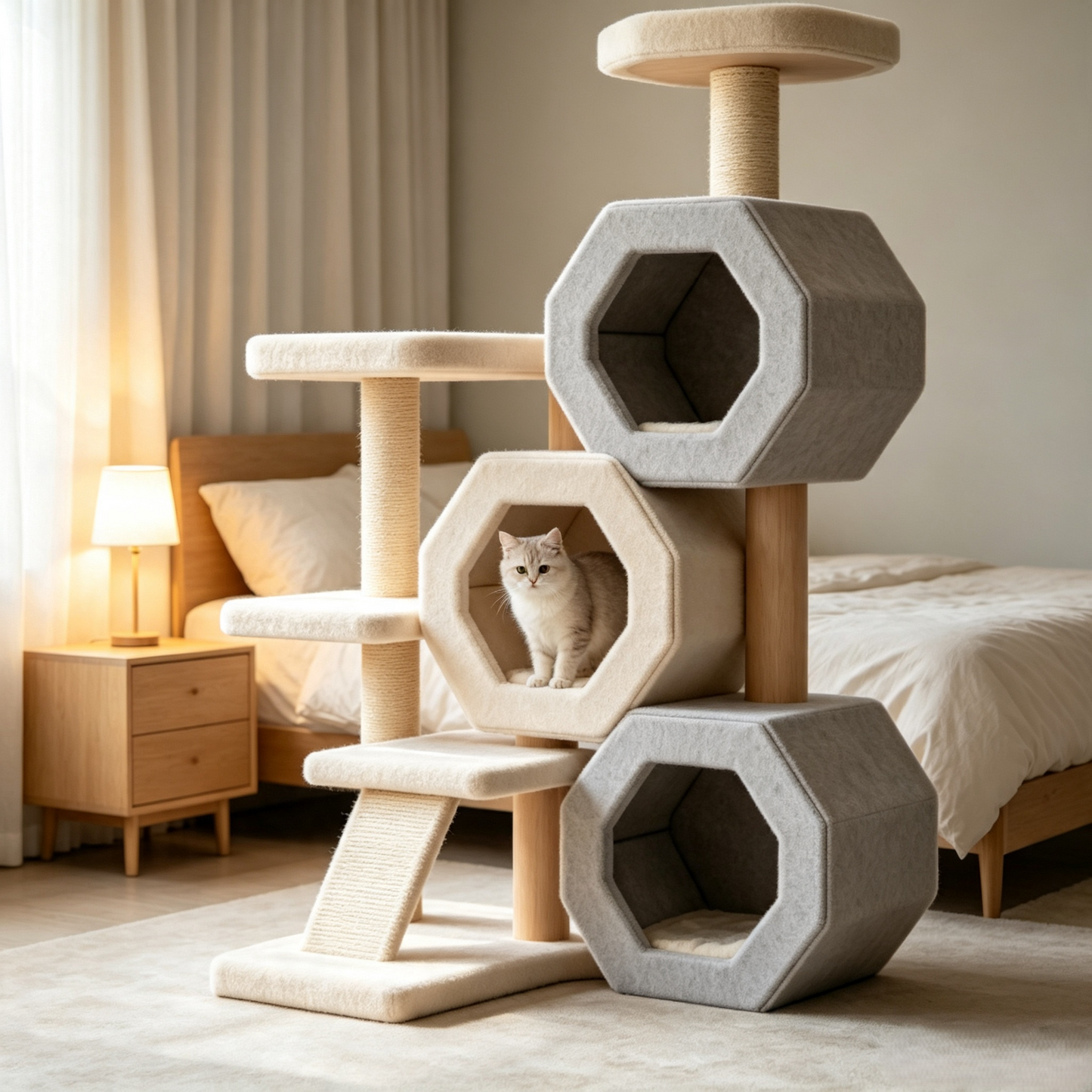 Sturdy Sisal Cat Tree, Multi-level Indoor Cat Climbing Frame